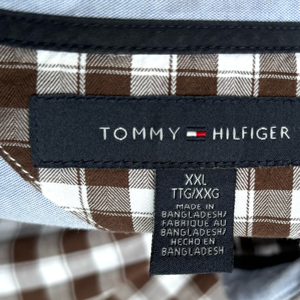 TOMMY HILFIGER Check Plaid Button Down Oxford Long Sleeve Gingham Print Shirt - Picture 3 of 12